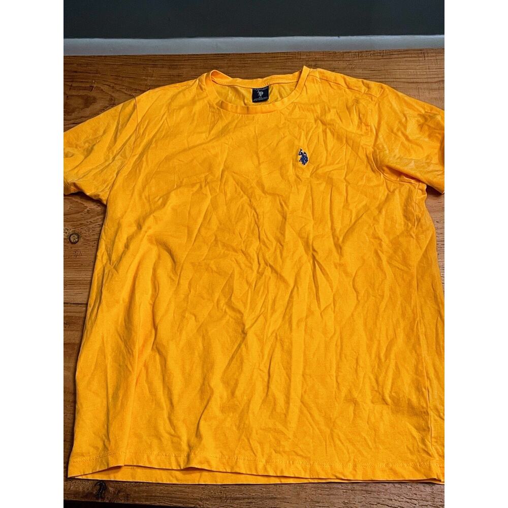 US Polo Assn Shirt Men's Medium Orange Blue Pony Short Sleeve